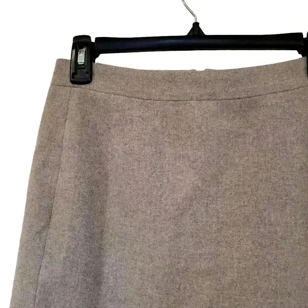 J. Crew Women's Oatmeal Wool/Viscose Lined Straight Pencil Mini Skirt